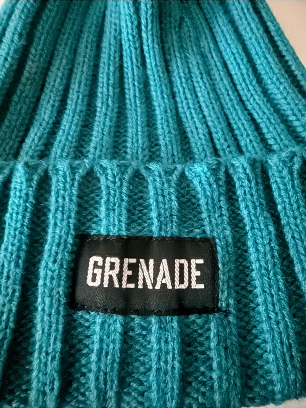 Teal Grenade Pom Beanie OS